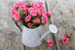 bouquet-roses-watering-can-wooden-background-51316059